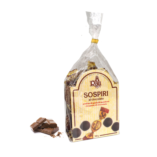 Picture of CHOCOLATE SOSPIRI- TRADITIONAL SARDINIAN SWEETS WITH ALMOND/CHOCOLATE PASTE AND CHOCOLATE GLAZE 300gr bag- RAU SARDO&DOLCE