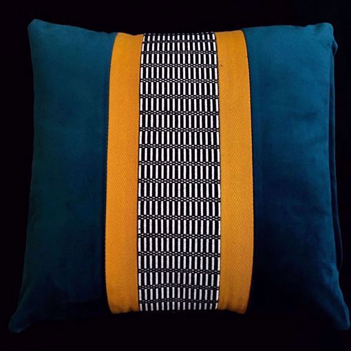 Picture of CUSHION IN VELVET AND FABRIC
