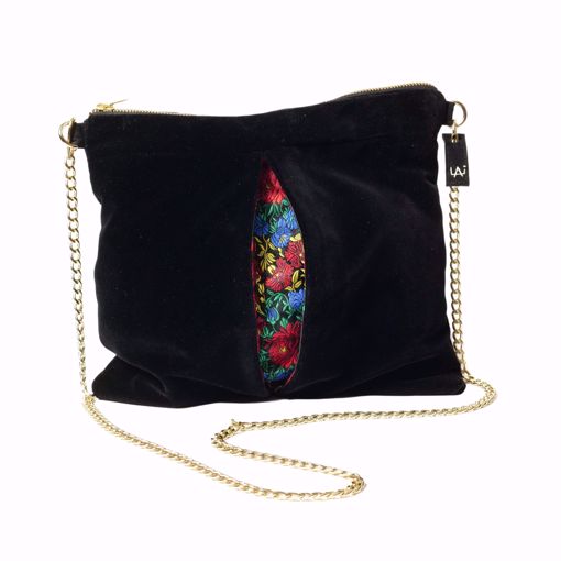 Picture of VELVET BAG WITH FABRIC INSERT